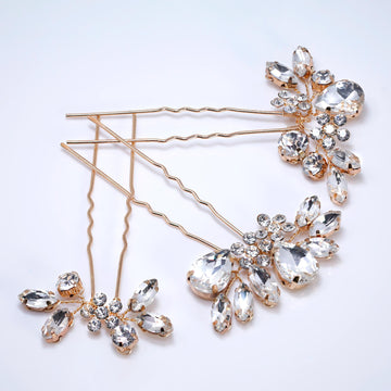 Swarovski Crystal Bridal Hair Pins - Floral Garden Of Heaven - Set of 3